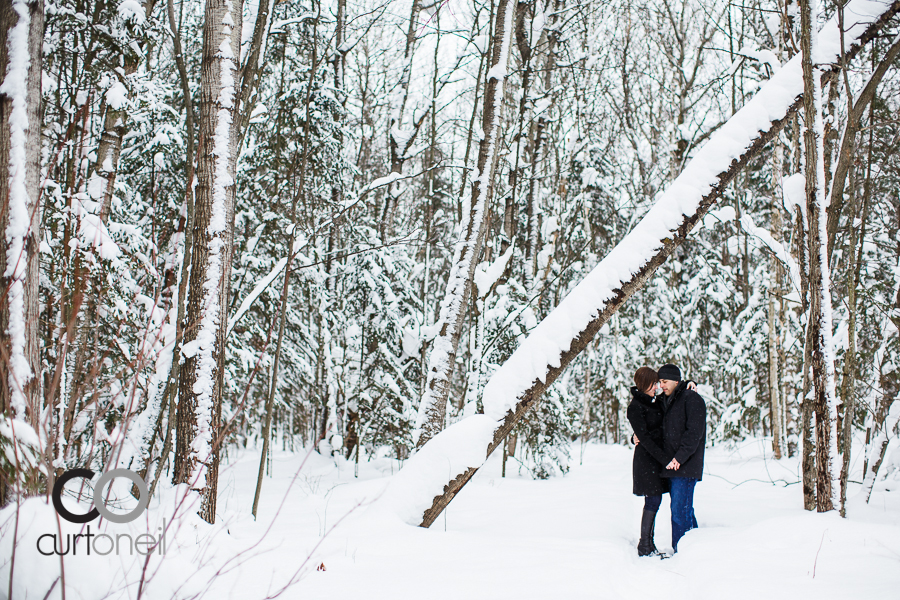 Sault Ste Marie Engagement Photography - Lindsay and Emilio - sneak peek, Fort Creek, winter, snow, trees