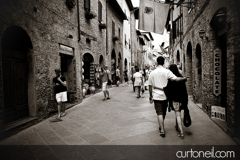 Tuscany Italy Engagement Photos - Michela and Aaron - Walking in San Gimignano