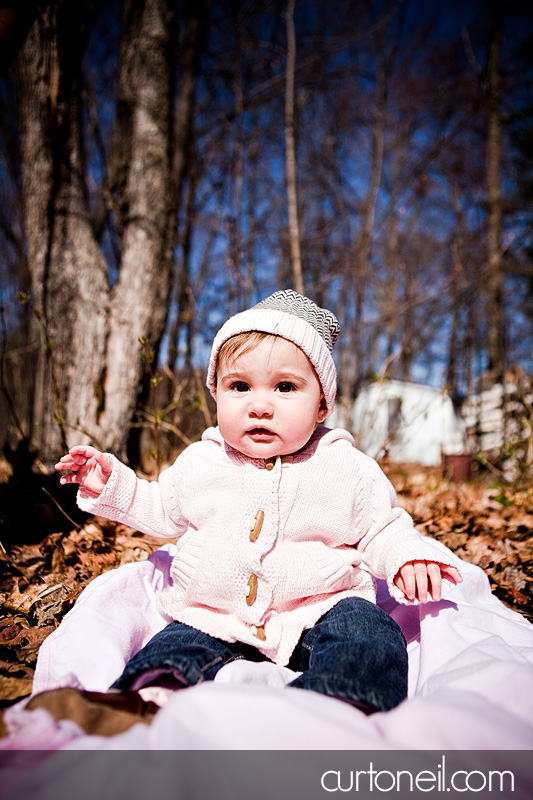 Macy six month baby shoot - in the leaves