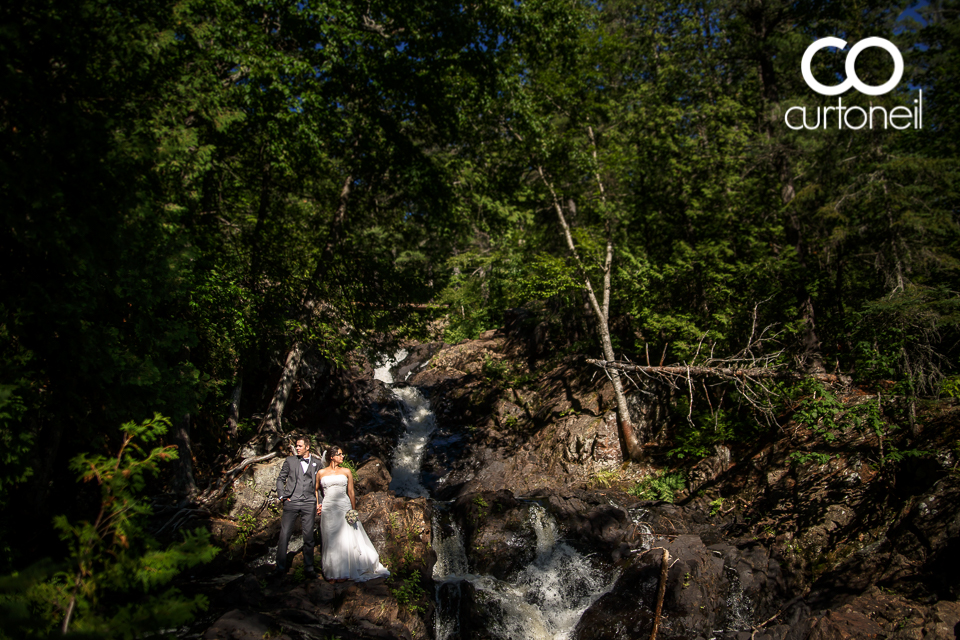 Cheyenne and Brennan - Sault Wedding sneak peek - waterfall, Crystal Falls, Hiawatha